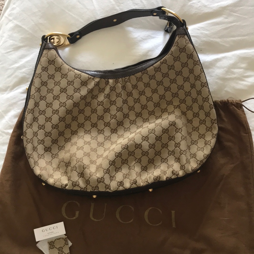 Gucci monogram interlocking Canvas hobo handbag